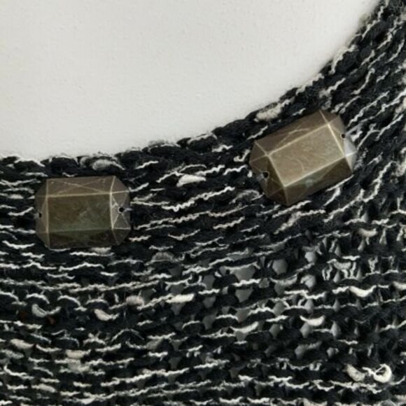 BCBGMaxAzria Open Knit Body-con Sweater Dress Cocktail Beaded Black M - Picture 7 of 9